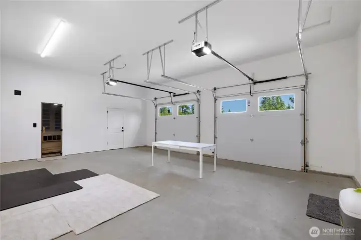Finished two car garage with Sauna