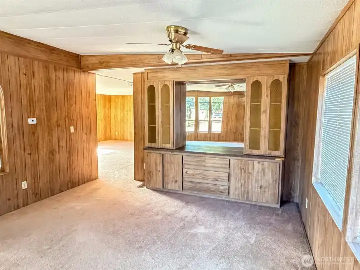 Formal diningroom with built in cabinetry
