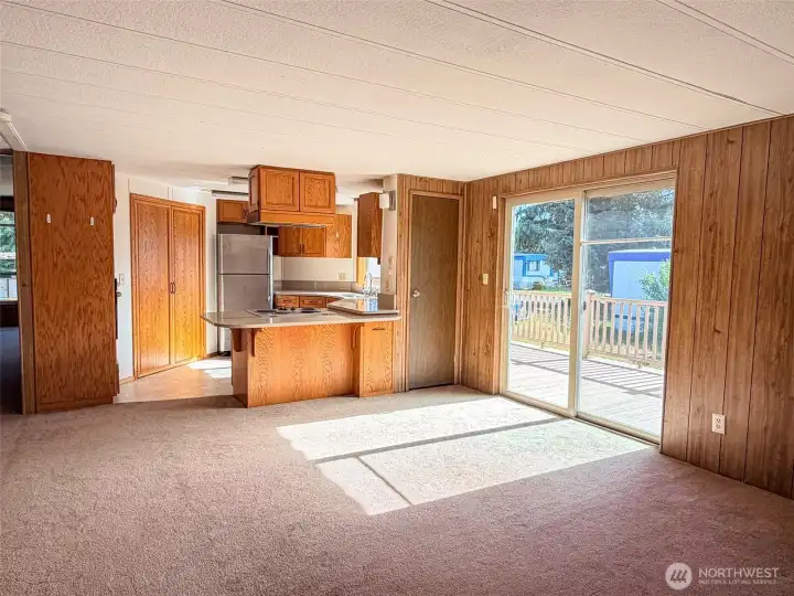 From across the family room to the kitchen...