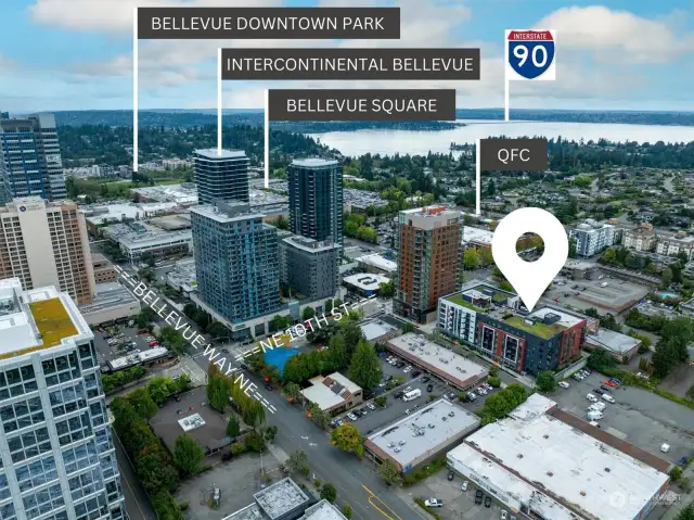 Located in the heart of Bellevue, this prime location is just a block from new iconic Intercontinental IHG hotel, QFC, and a short stroll to Bellevue Square Mall, parks, museums, theaters, eateries, and all the major IT hubs, including Amazon Everest, the Transit Center, and major highways.