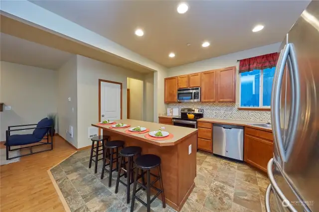 Great counter space and cabinets. Pantry as well!