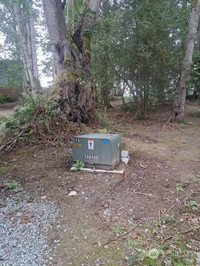 Temp power pole on property