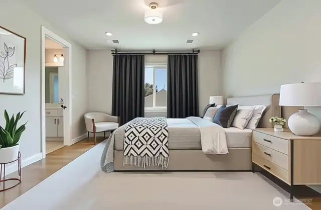 Virtual Staging. Bedroom #3 on the upper level is the Primary, en-suite with full bath.