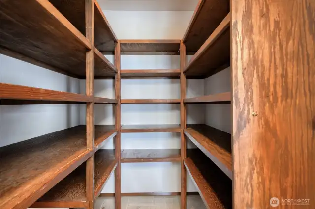 Large walk-in pantry with plenty of storage.