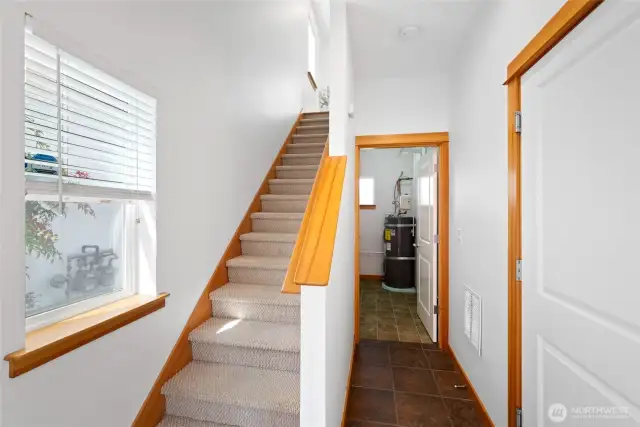 Stairs up to main level