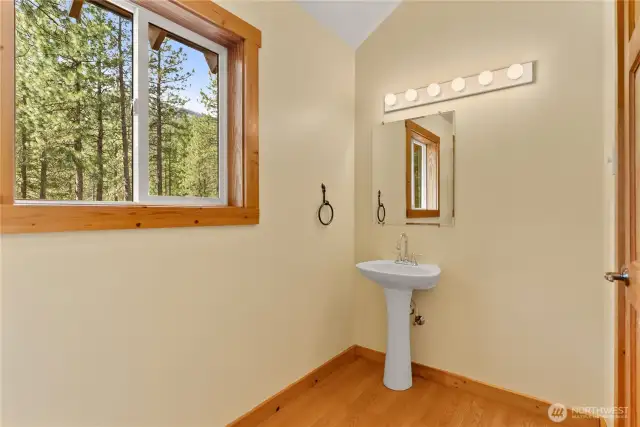 Upstairs ensuite bath (half bath) with space to expand and plumbing ready.