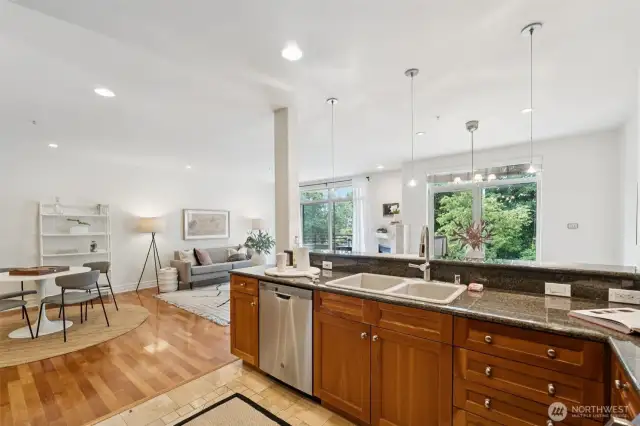 Granite and marble finishes throughout