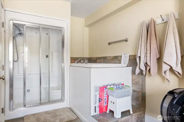 Ground Floor-shower, jetted 2-person tub
