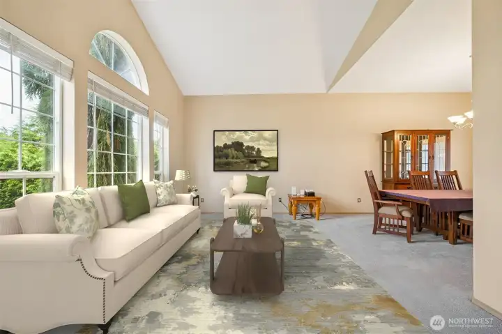 Family room off the entryway (Virtually staged)