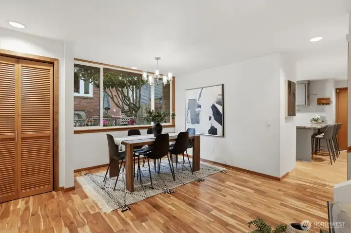 Dining room is spacious.