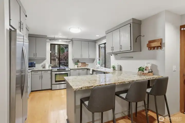 Nice sized kitchen with updates and granite counters.