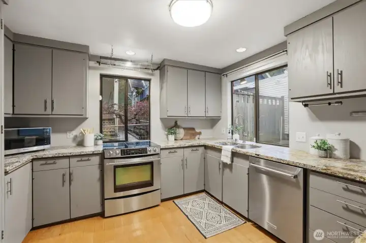 Nice sized kitchen with updates and granite counters.