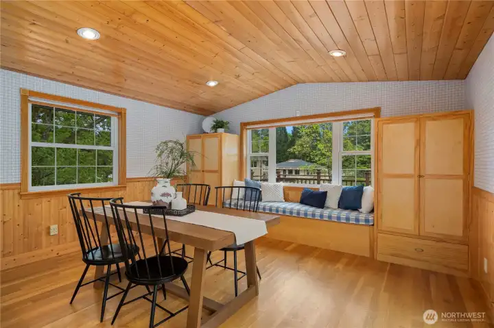 Dining room with storage space.