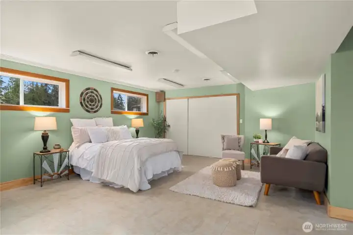 Use this space to your desire! Staged as a studio bedroom with a closet!