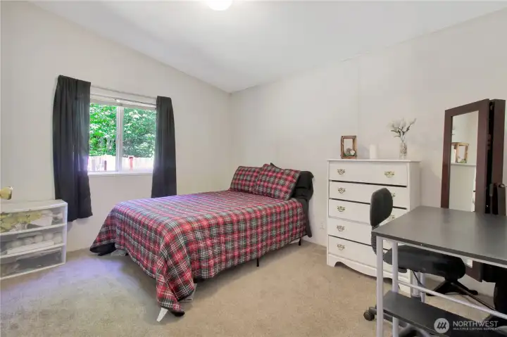 First bedroom for this spit bedroom style home.