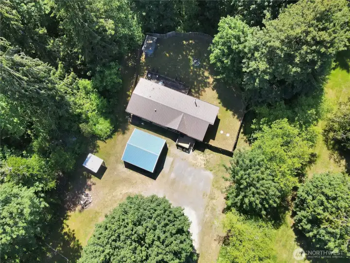 Overhead view shows no neighbors within close proximity, and room for future growth.