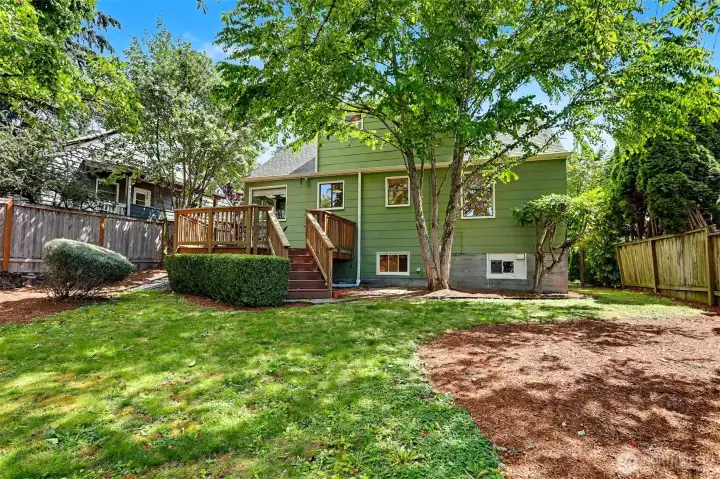 The back yard is West facing and big and has lots of possibilities.