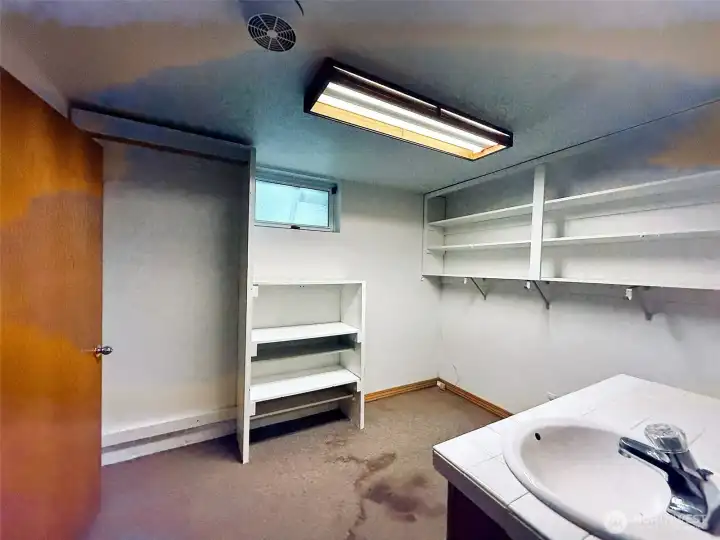 Basement extra storage room with sink and vanity Basement extra storage room with sink and vanity