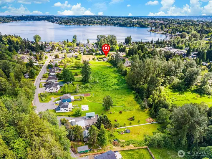 Aerial shot of home, close to lundeen park and Lake Stevens Aerial shot of home, close to lundeen park and Lake Stevens