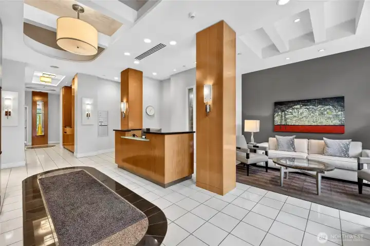 Avenue One features high-end finishes & amenities including this lovely lobby with concierge services. Avenue One features high-end finishes & amenities including this lovely lobby with concierge services.