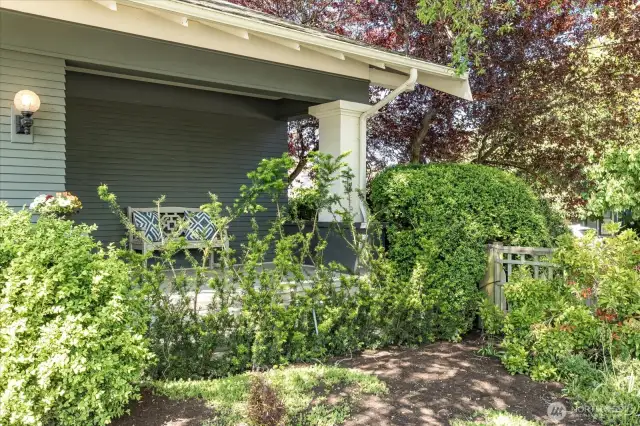 Covered porch with  natural privacy