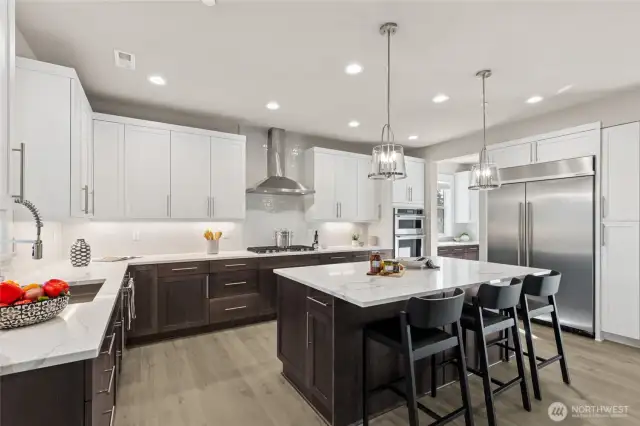 Modern kitchen is equipped with top-of-the-line appliances. For representation purposes only colors may vary.
