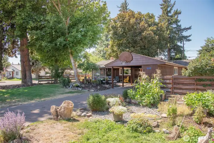 Corner lot with mature landscape
