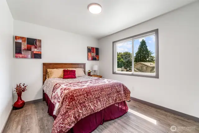 One of three upstairs bedrooms.