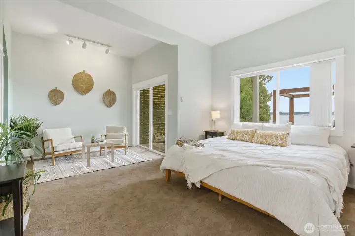 Main level very spacious bedroom with step out to one of the 3 decks.