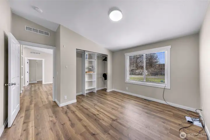 Primary bedroom with nice closet space