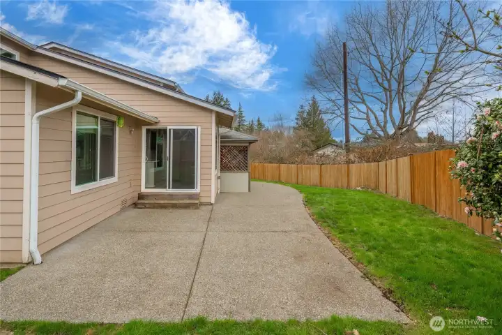 Large patio area designed for gatherings and relaxation.