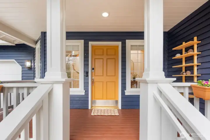 Step inside from the inviting covered porch