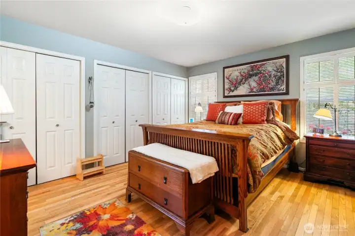 Primary bedroom on the main with 3 closets!