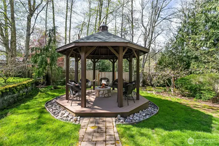 Gazebo with gas fireplace!