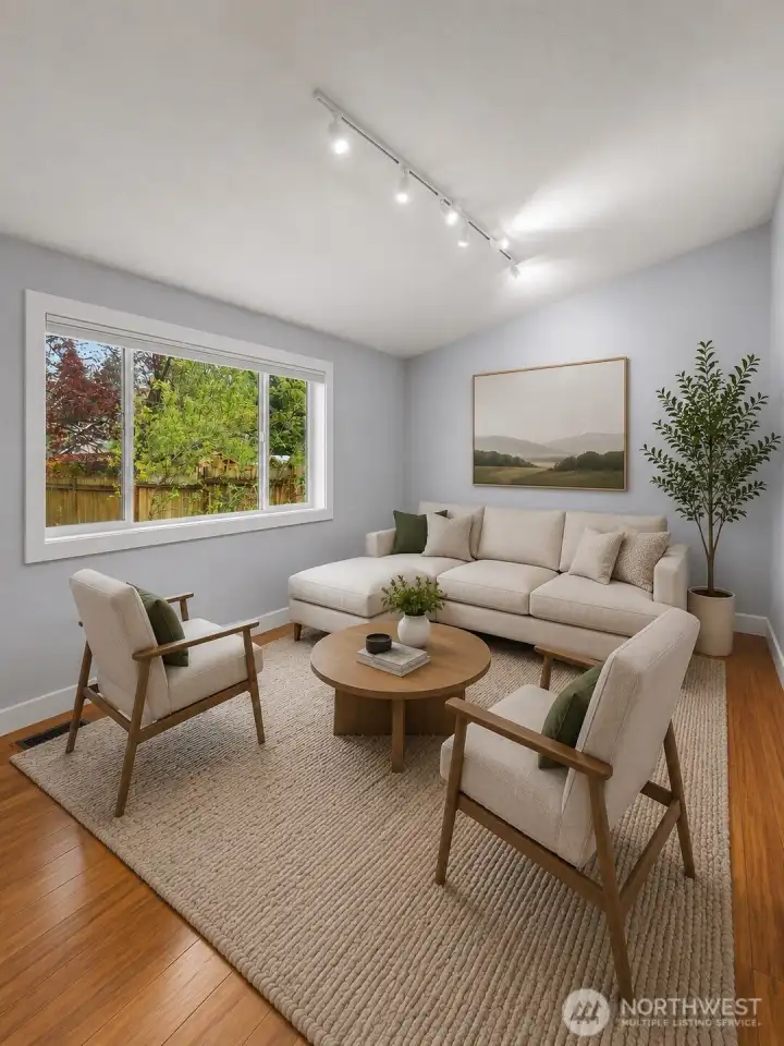 Virtual staged to show bonus room options and size