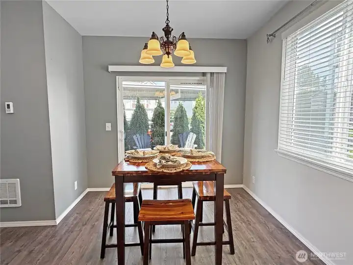 Dining room with slider to patio! Dining room with slider to patio!