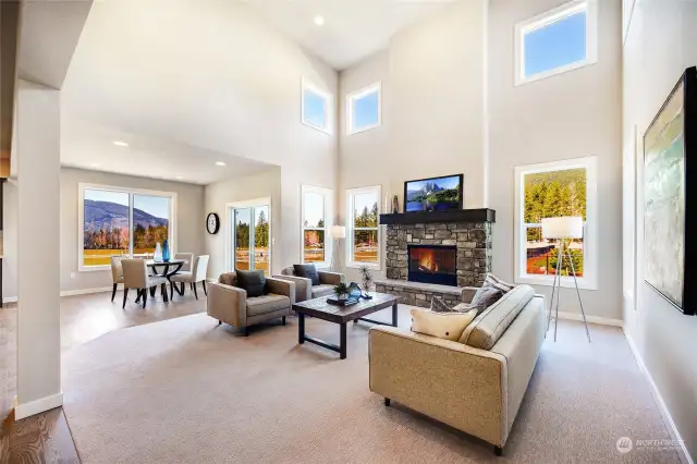 Two story family room in previously built Aspen.