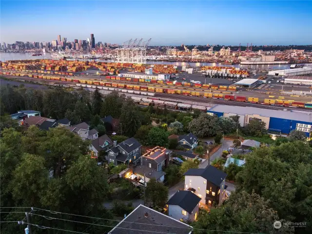 Views of Downtown, Port of Seattle, Sodo Stadiums and Cascades