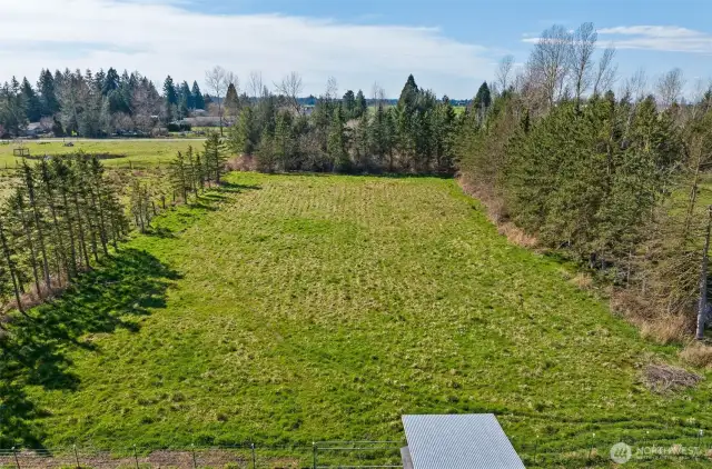 Lush, level fenced pasture bring all your animals to enjoy!