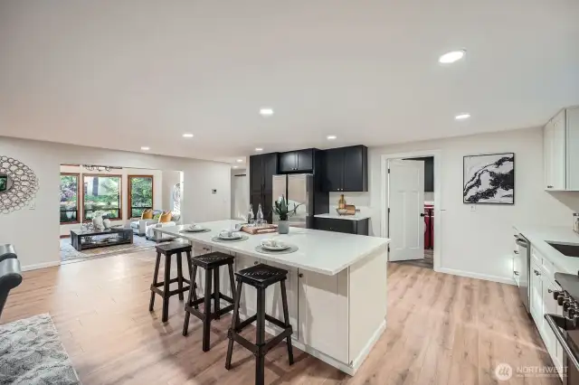 A look from the kitchen to the living room