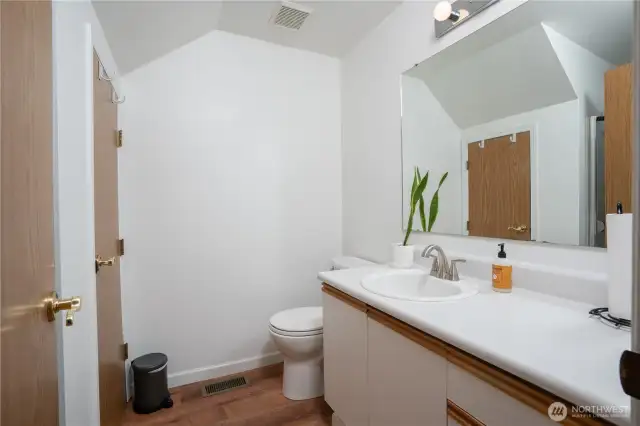 Guest bath with shower on main level.