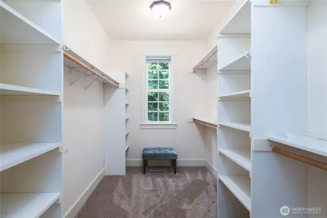 Large closet with built-in in the primary suite.