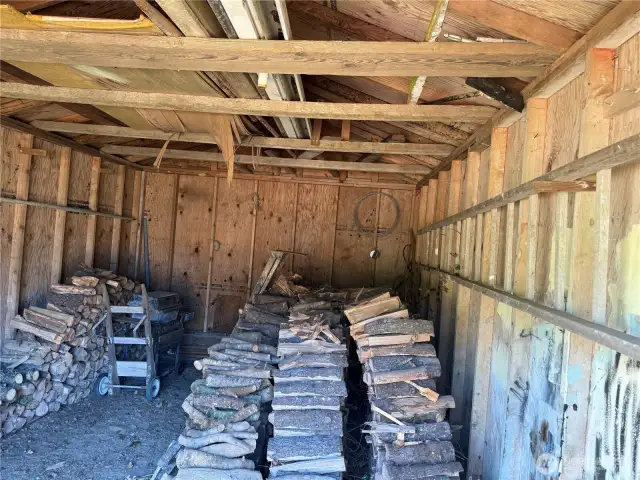 lots of dry wood in the boat house with power