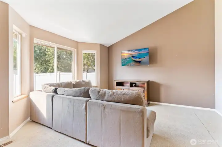 Living room with bay windows for lots of natural light