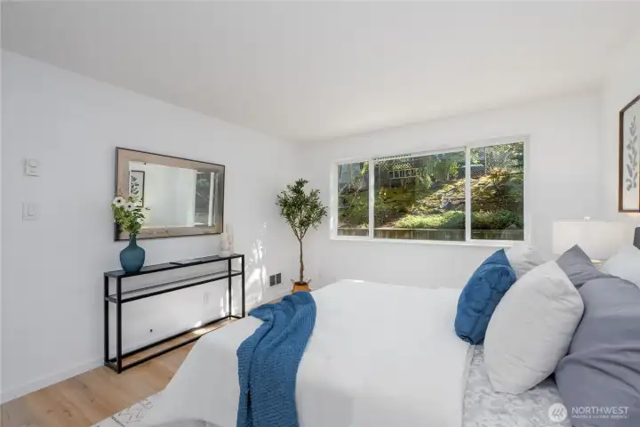 Big windows let in natural light.