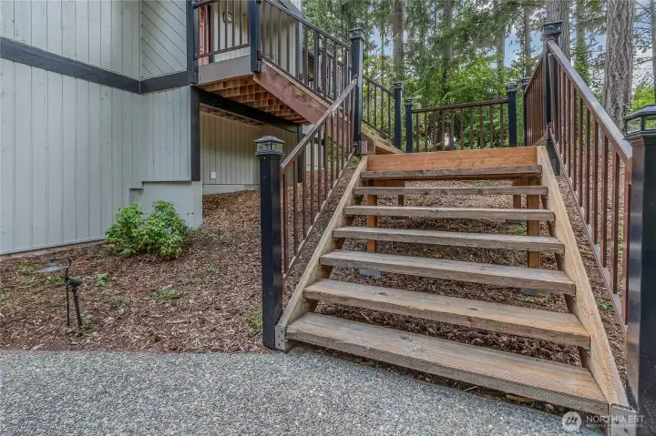 Steps to one of the doors.