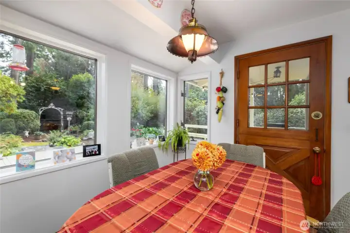 The Dutch door leads to a sizeable deck for al fresco dining.