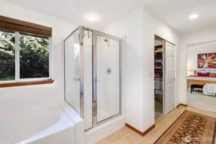 A rare luxury — two expansive walk-in closets offering room for everything (and everyone)