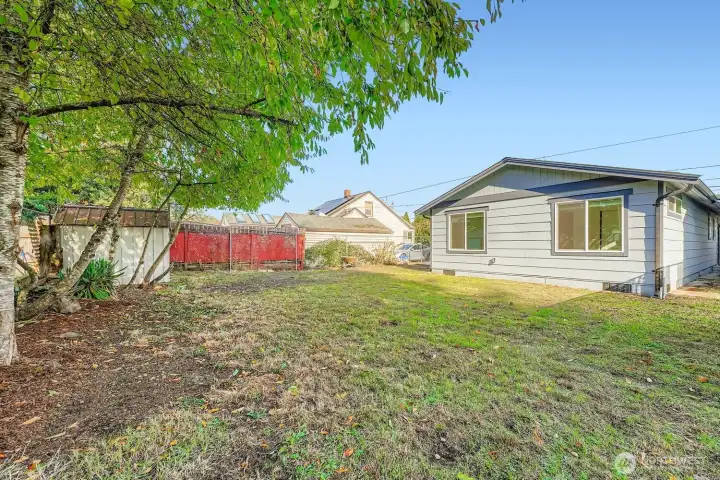 Fully fenced backyard waiting for its new owners to customize.