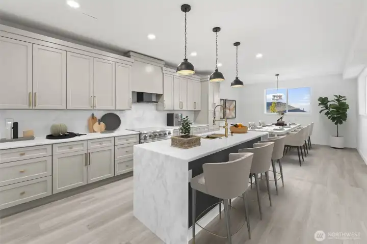 Digitally staged photo of kitchen